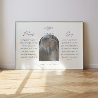 Minimalistic Script Wedding Vows w/ Photo Arch  Poster