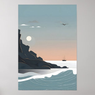 Minimalistic sea art poster