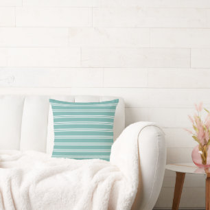 Minimalistic Sea-Green and White Stripes Cushion
