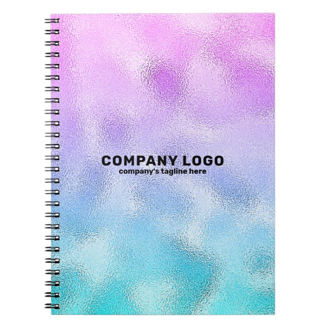 Minimalistic shimmering pink and blue ombre notebook (Front)