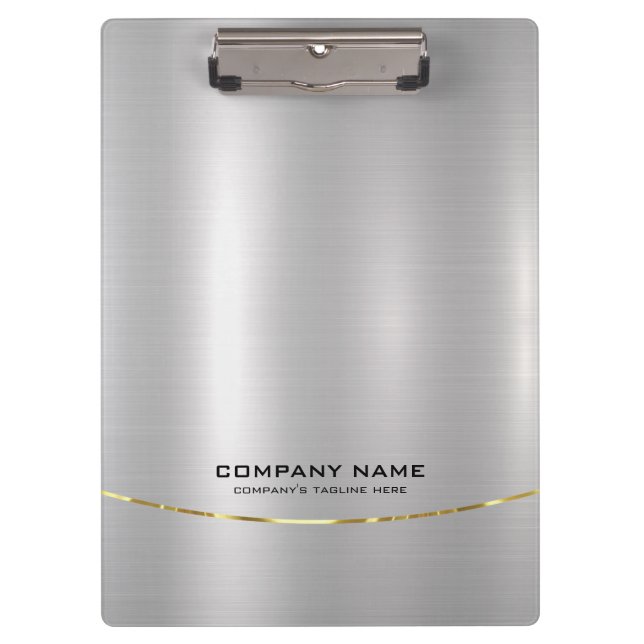 Minimalistic Shiny Faux Silver Background Clipboard (Front)
