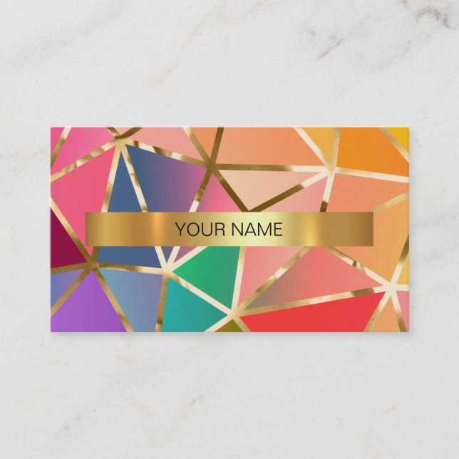 Minimalistic Shiny Gold Rainbow Vip Business Card (Front)