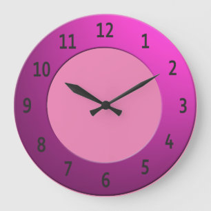 Minimalistic Shiny Pink Metallic with Black Digits Large Clock