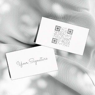 Minimalistic Signature White QR Code Business Card