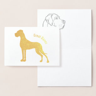 Minimalistic silver foil Great Danes Cards