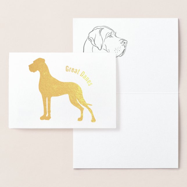 Minimalistic silver foil Great Danes Cards (Display)