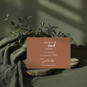 Minimalistic simple elegant terracotta save the date