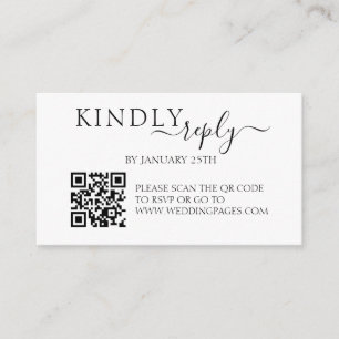 Minimalistic Simple QR Code RSVP Wedding Reply Enclosure Card