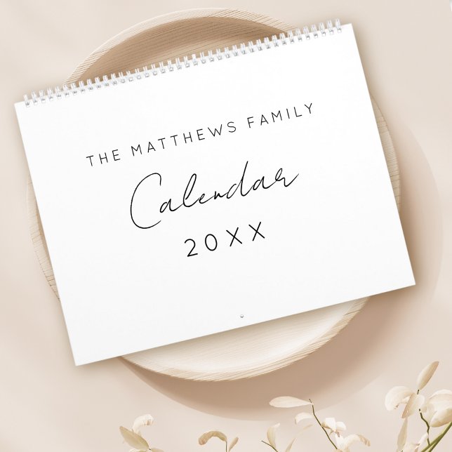 Minimalistic Simple Script Writing Months Family Calendar (Creator Uploaded)