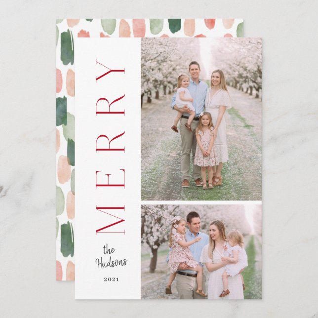 Minimalistic Simple Typography Modern Photo Holiday Card (Front/Back)