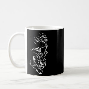 Minimalistic Skull Outline Horror Emo Creepy Horro Coffee Mug