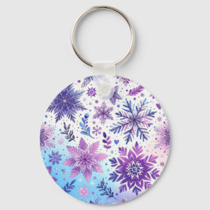 Minimalistic Snowflake magnet Key Ring