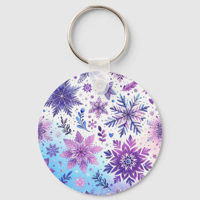 Minimalistic Snowflake magnet  Key Ring (Front)