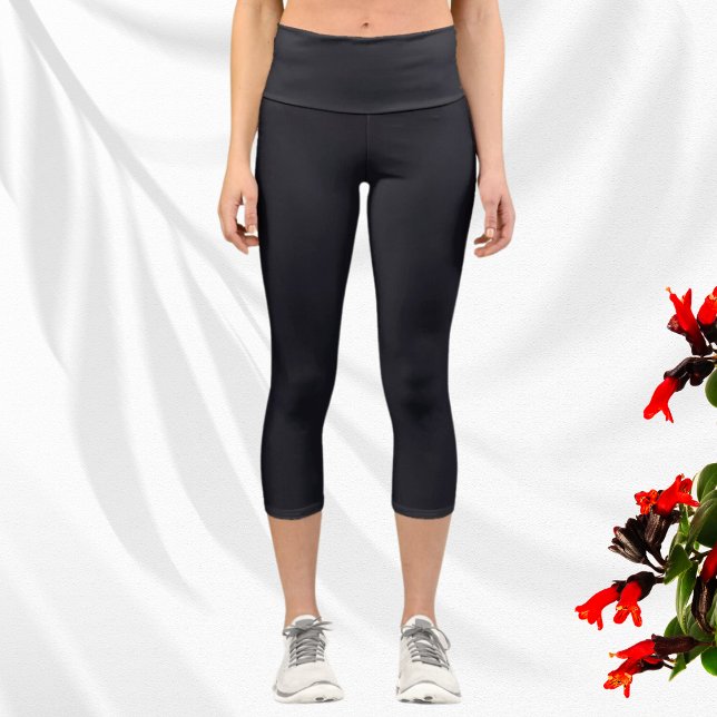 Minimalistic Solid Charcoal Black  Capri Leggings (Creator Uploaded)