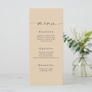 Minimalistic Solid Colour Dusty Yellow Gold Weddin Menu