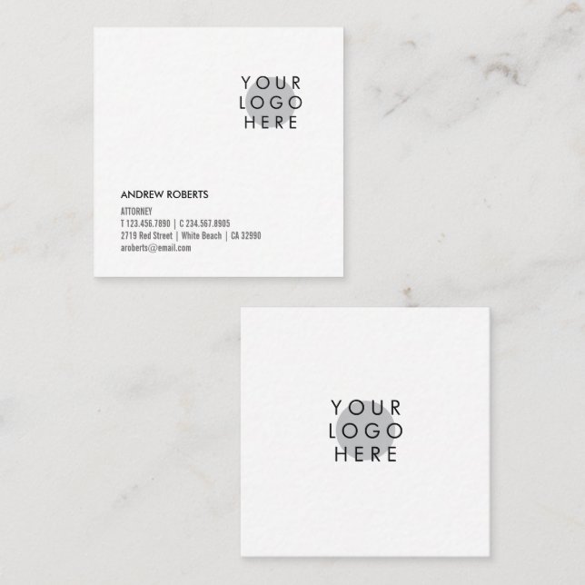 Minimalistic Square Modern Your Logo Business Card (Front/Back)