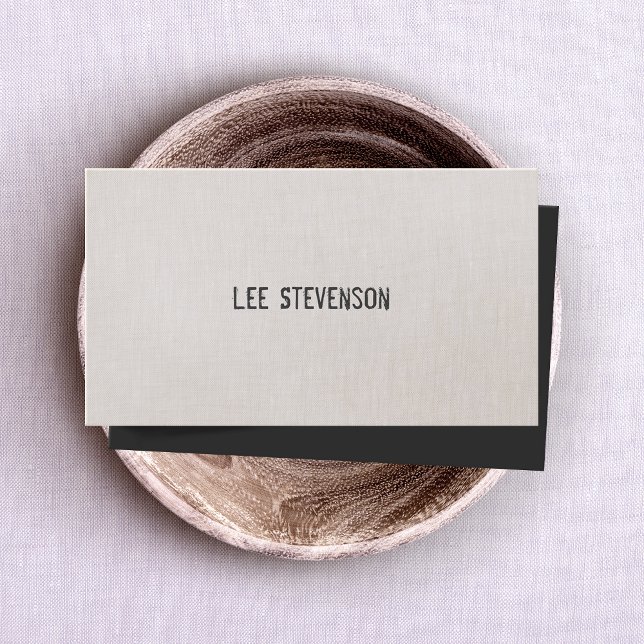 Minimalistic Stamp Effect Font Linen Look Business Card (Creator Uploaded)