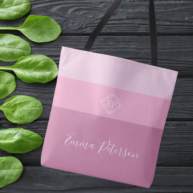 Minimalistic Stylish Monogram Script Name Pinky Tote Bag (Creator Uploaded)