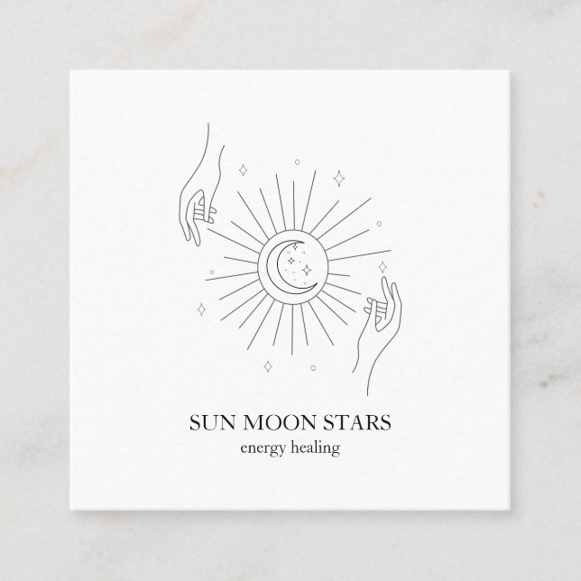Minimalistic sun moon star Business card (Front)