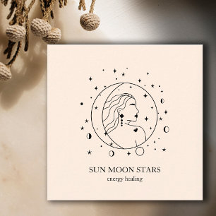 Minimalistic sun moon star Business card