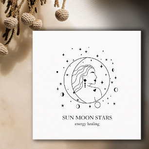 Minimalistic sun moon star Business card