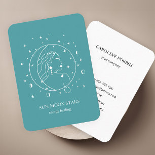 Minimalistic sun moon star Business card