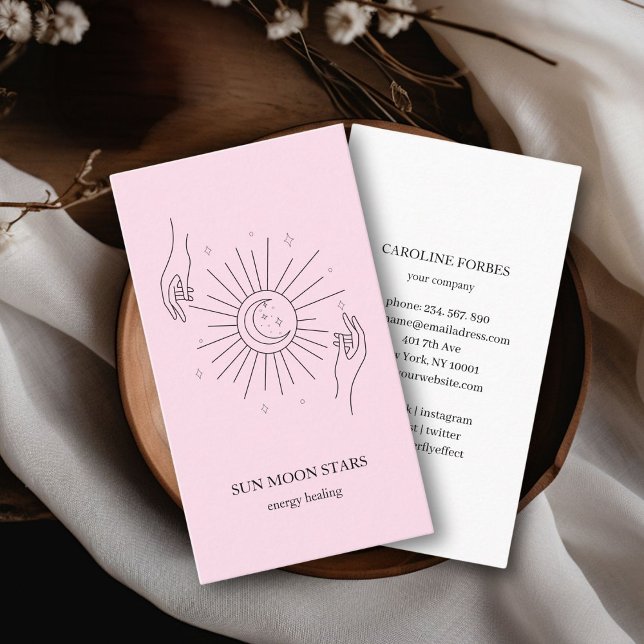 Minimalistic sun moon star Business card (Minimalist Line Art Business Card - Sun, Moon, Stars. For healers, energy workers, light worker...)