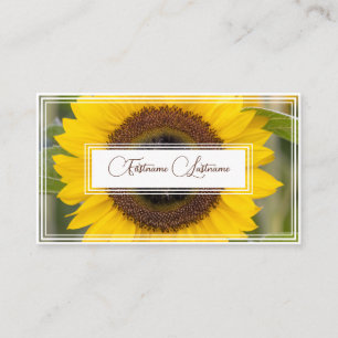 Minimalistic sunflower florist white rectangles business card