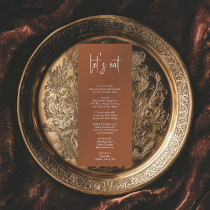 Minimalistic terracotelegant simple modern wedding menu