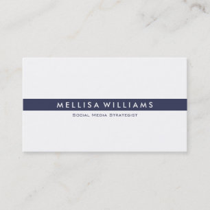 Minimalistic Tin Navy Blue Stripes On White Business Card