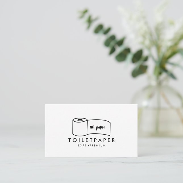 Minimalistic Toilet paper Business Card (Standing Front)