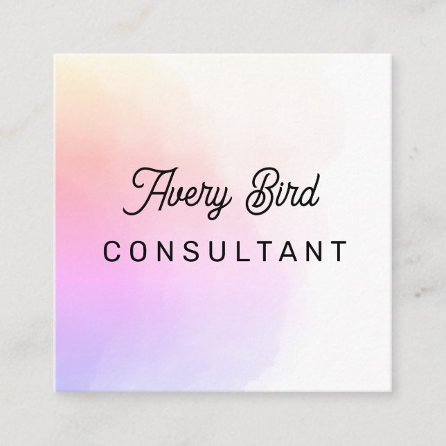 Minimalistic Trending Water Colour Business Card (Front)