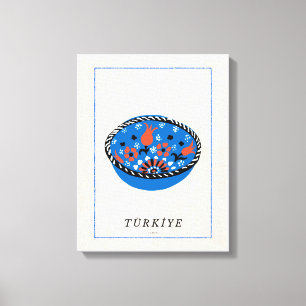 Minimalistic Turkish İznik Bowl Art - Canvas Print