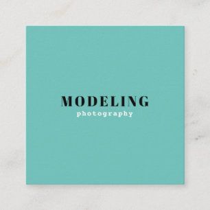 Minimalistic Turquois & White Modelling Photograph Square Business Card