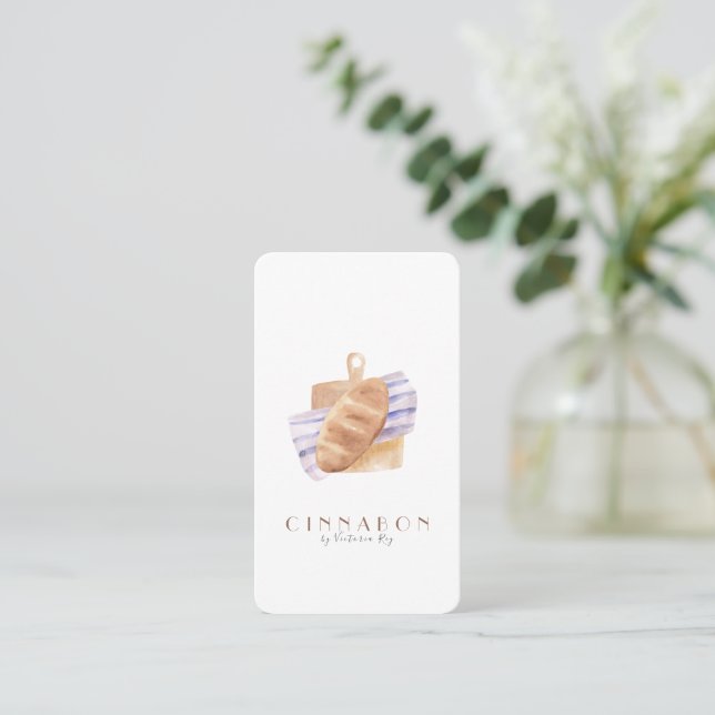 Minimalistic | Watercolor | Bakery | Caterer Business Card (Standing Front)