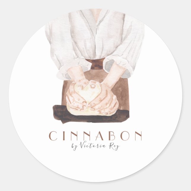 Minimalistic | Watercolor | Bakery | Caterer Classic Round Sticker (Front)