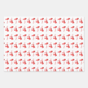 Minimalistic Watercolor Red Ribbon Happy Holidays Wrapping Paper Sheet