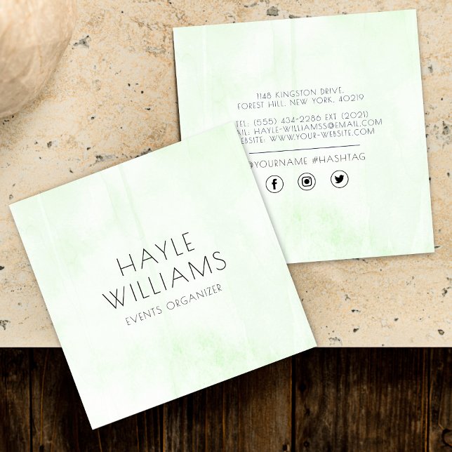 Minimalistic Watercolor Square Business Card (Creator Uploaded)