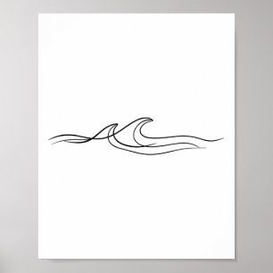 Minimalistic Wave Surfing Ocean Water Surfer Sea  Poster