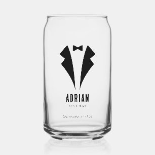 Minimalistic Wedding Best Man Name Black Can Glass