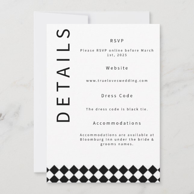 Minimalistic Wedding Details Card (Front)