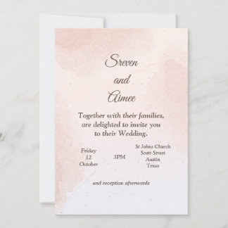 Minimalistic Wedding Invitation, pink marbling Invitation