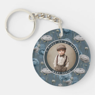 Minimalistic wedding memory Custom Ranunculus Key Ring