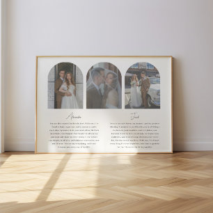 Minimalistic Wedding Vows Script 3-Photo Arch Poster