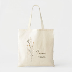 Minimalistic Wedding Wildflower Bridesmaid Tote Bag