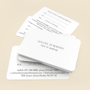 Minimalistic white and black appointment card