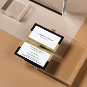 Minimalistic White, Black Gold Frame Business Card