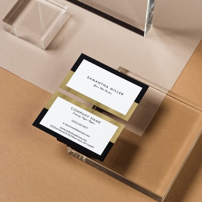 Minimalistic White, Black Gold Frame Business Card (Creator Uploaded)