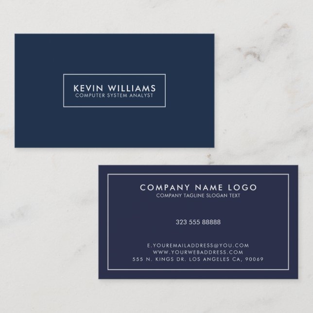 Minimalistic white border frame business card (Front/Back)