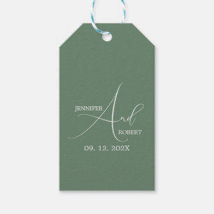 Minimalistic White Calligraphy Wedding Gift Tag